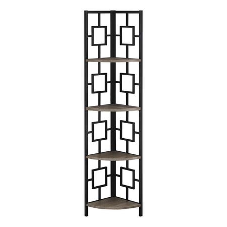 DAPHNES DINNETTE 62 in. Dark Taupe & Black Metal Corner Etagere Bookcase DA3600149